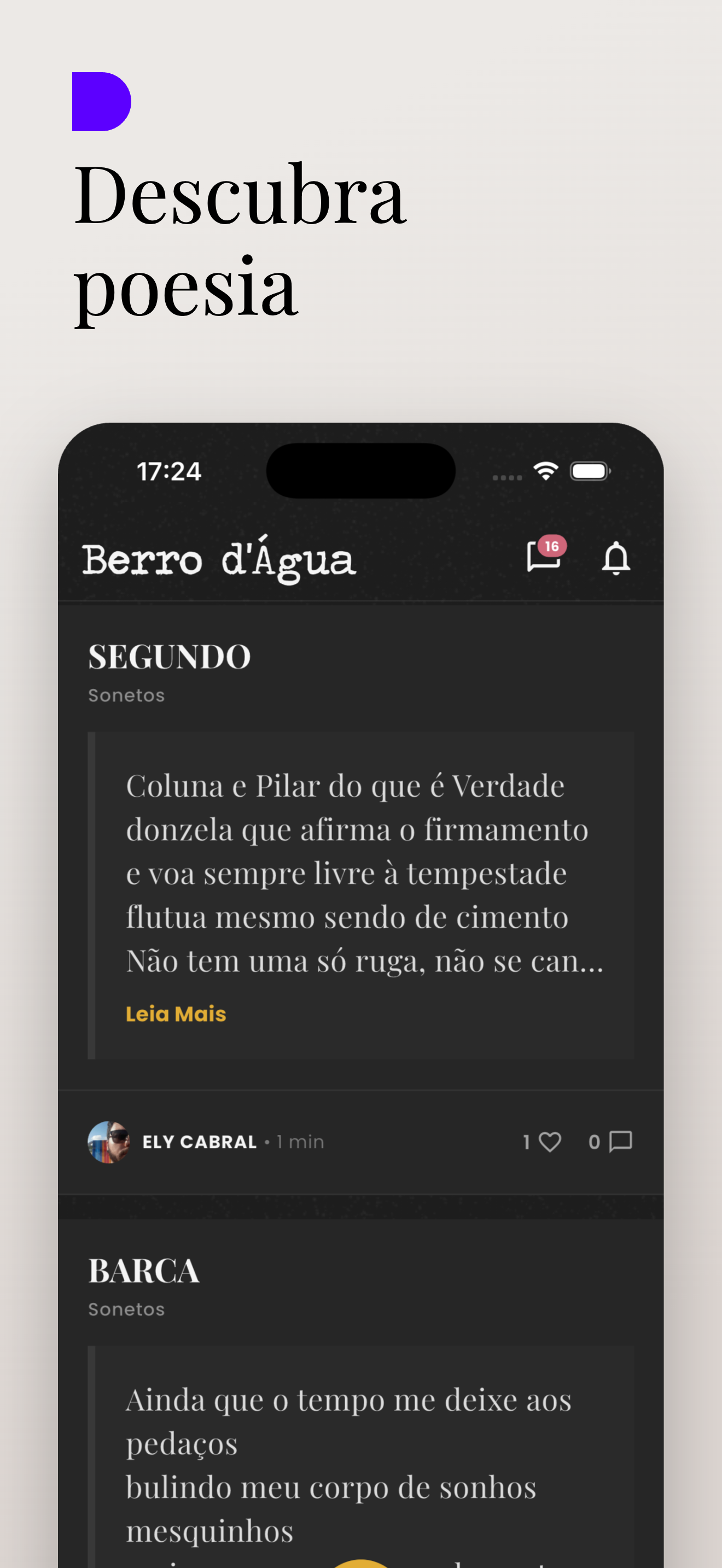 Berro d'Água App Screen 1